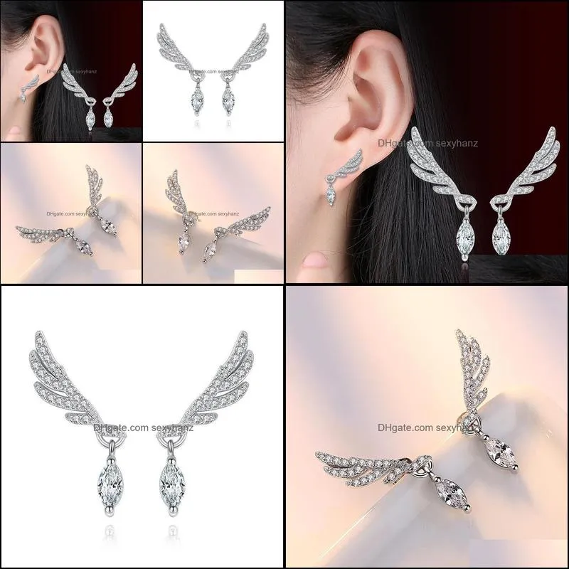 Other Fashionable Horse Eye Angel Wing 925 Sterling Silver Earrings Studs Female Ear Jewelry G26