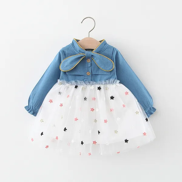 2021 Höst Baby klänning för tjejer Prinsessan Party Tulle Toddler Klänningar Spädbarn Kläder Nyfödd Party Födelsedag Tutu Dress Vestidos Q0716