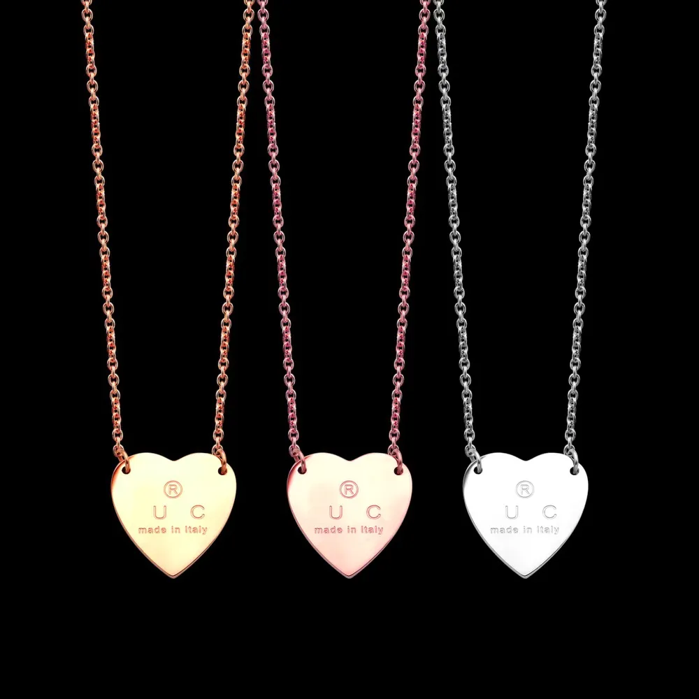 Designer mens women LOVE Pendant Necklaces 316L Titanium Heart steel Engraved Letter Necklace 18K Plated Gold Jewelry 3 Color
