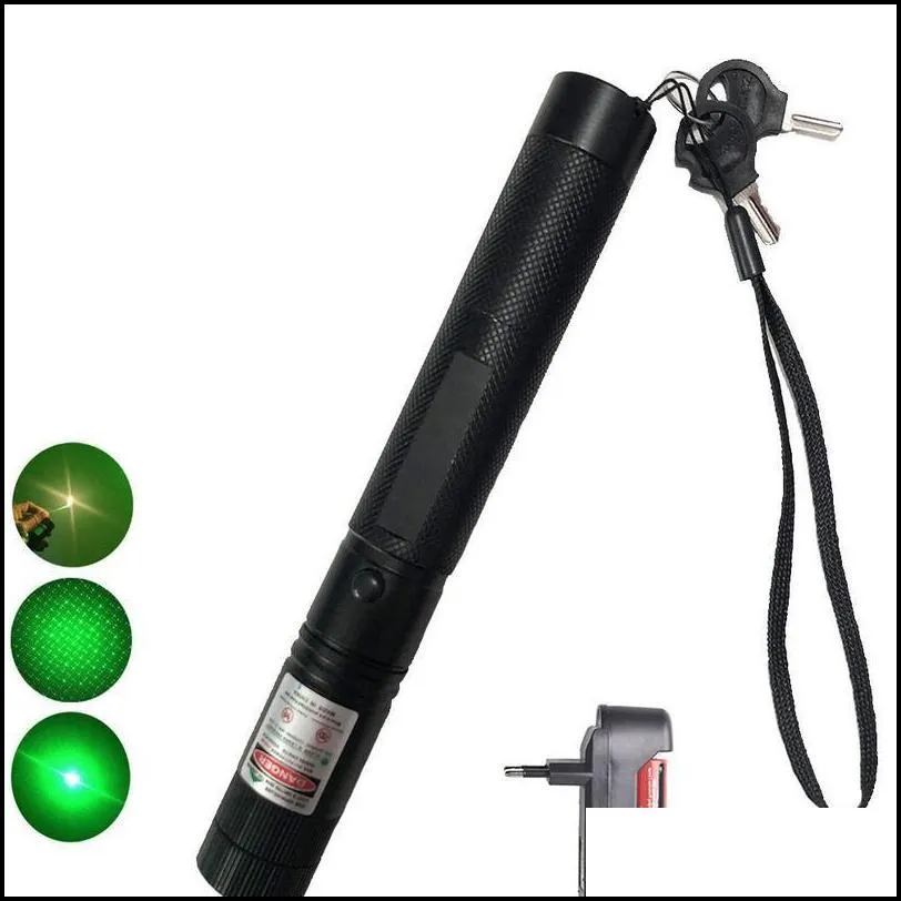 Powerful 10000m 532nm Green Laser Sight Laser Pointer Powerful Adjustable Focus Lazer With Laser Pen Head Burni qylHMx