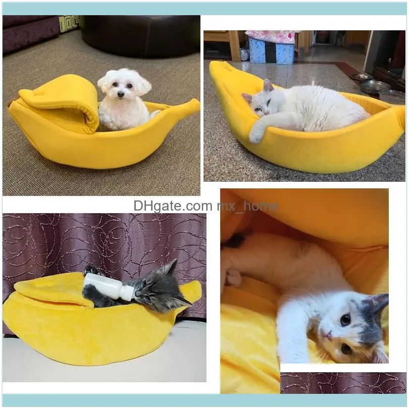 Banana Shaped Cat Bed House Warm Cozy Puppy Cushion Kennel Portable Soft Pet Sofa Cute Sleeping Bag Funny Basket for Cats & Dogs