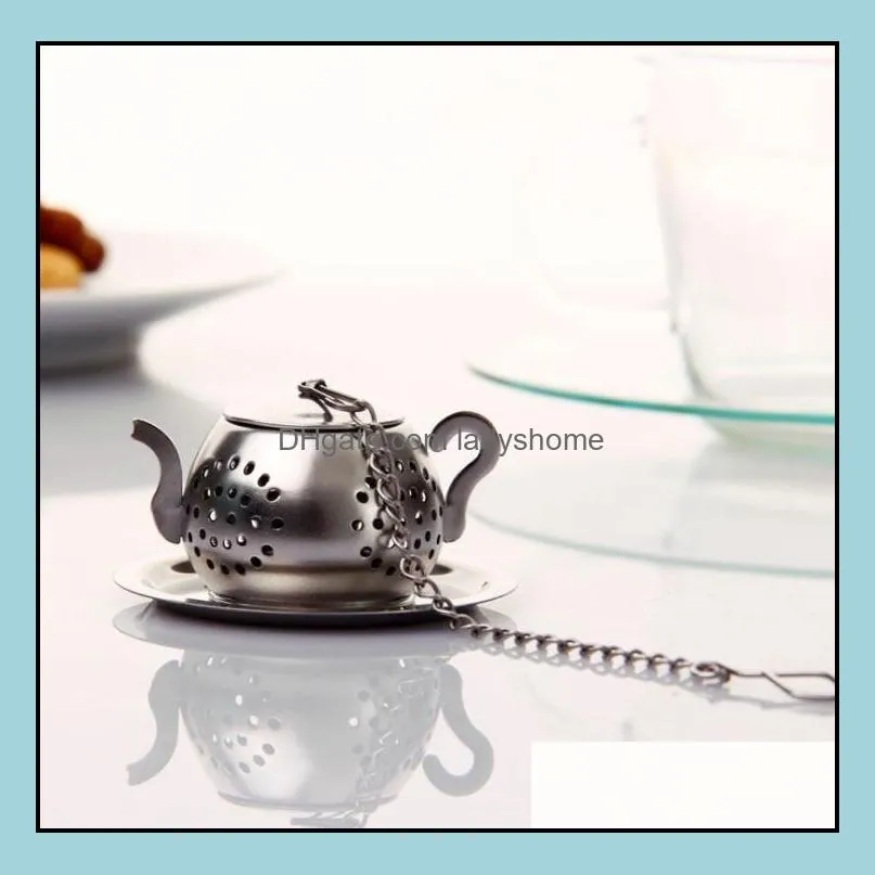 Tea Infuser 3.8CM Teapot shaped 304 Stainless Steel Herbal Pot Teas Ball Infusers Strainers Filter HWF8091