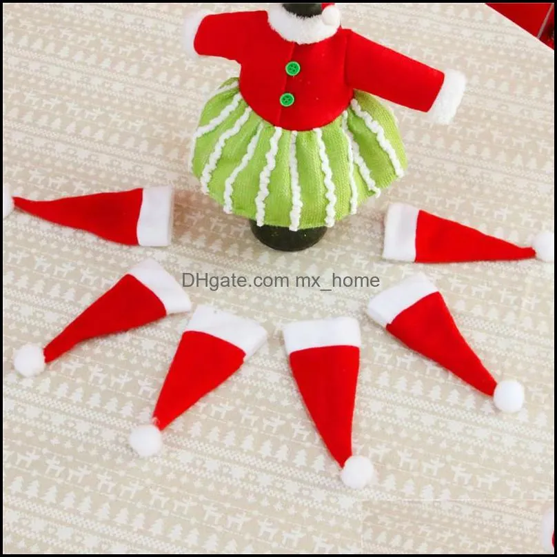 Christmas Hats 2020 Christmas Ornament Snowman Hat Gift Bag Knife Fork Cover Set For Home Party Dinner Decorations DHL Free Shipping