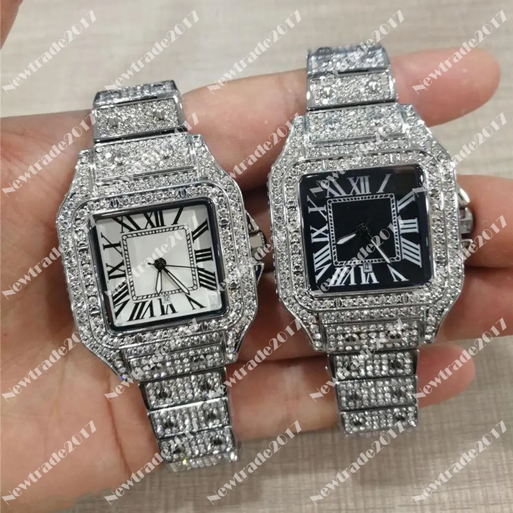 Full Diamond Mens Watches Quartz Movement Iced Out Women Watch Shiny Lover Wristwatch Lifestyle Waterproof Fashion Dress Wristwatches Montre De Luxe