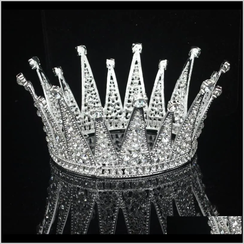 crystal queen king tiaras and crowns men/women headpiece pageant prom diadem hair ornaments wedding head jewelry accessories