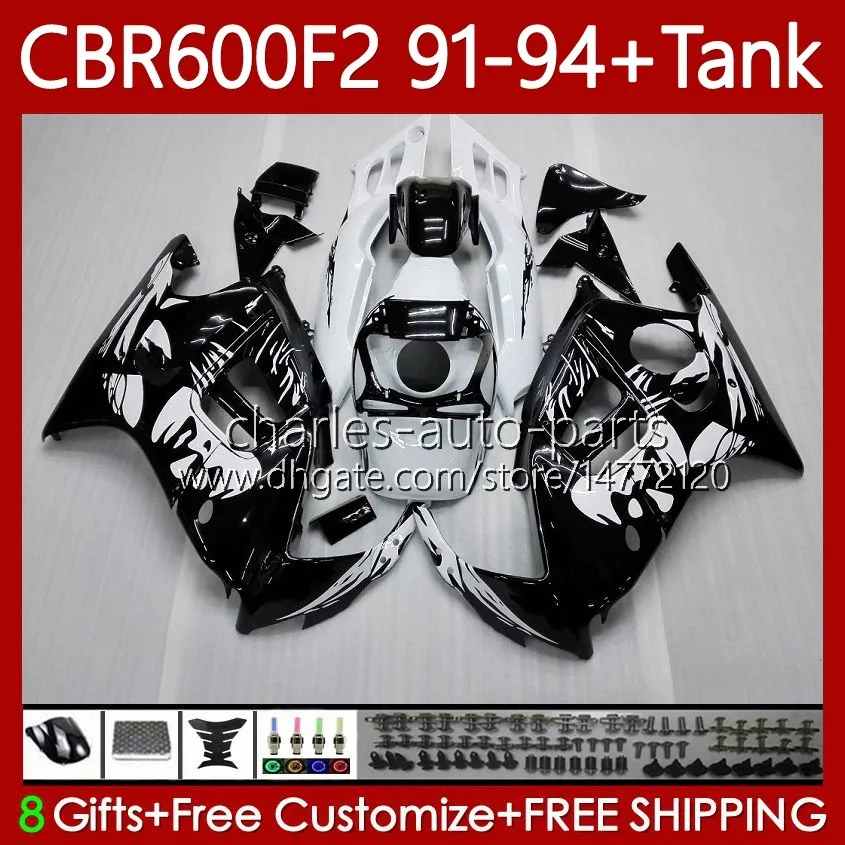 Body+Tank For HONDA CBR 600F2 600 F2 CC 600FS 91 92 93 94 Bodywork 63No.41 CBR600 FS CBR600F2 CBR600FS 1991 1992 1993 1994 CBR600-F2 600CC 91-94 Fairings Kit Graffiti Black