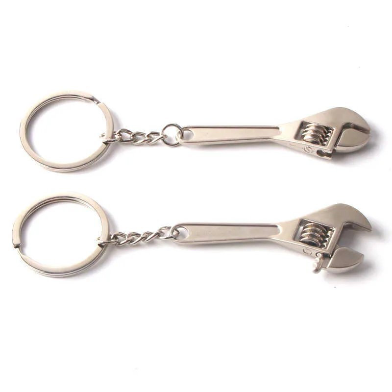 Wrench Keychain Stainless Steel Car Key Ring High Grade Simulation