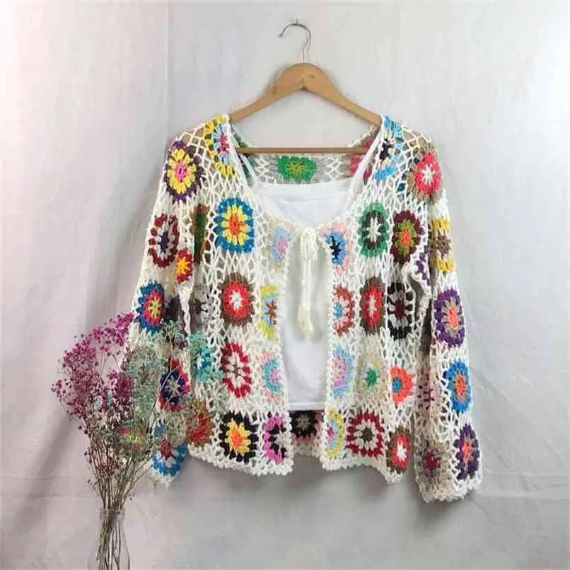 Cárdigan Hueco De Crochet Femenino Chaqueta De Suéter De Estilo