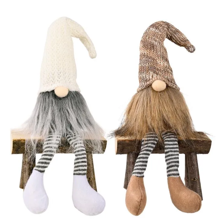 Décorations de gnomes de Noël Tomte suédois fait à la main avec de longues jambes Figurine scandinave poupée en peluche SN3228