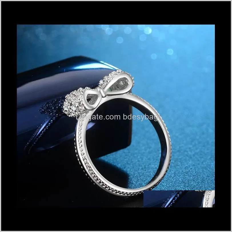 Fashion Beauty Luxury Designer Ring for Wemen Jewelry Bow Style Rings with Shining Crystal Stone Drop Shipping