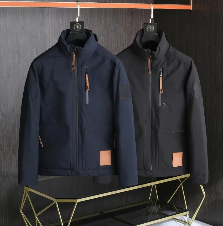 Vintermode Black Down Coats Linner Printing Warm Bomber Jackets med fickor Designer Parkas Windbreaker Outwear For Man