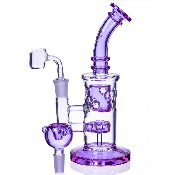 Hosahs Purple Bong Showerhead Recycler Oil Rigs Gravity Water Bongs Rökning Glas Vattenrör Funktion Smoke Percolator 14mm