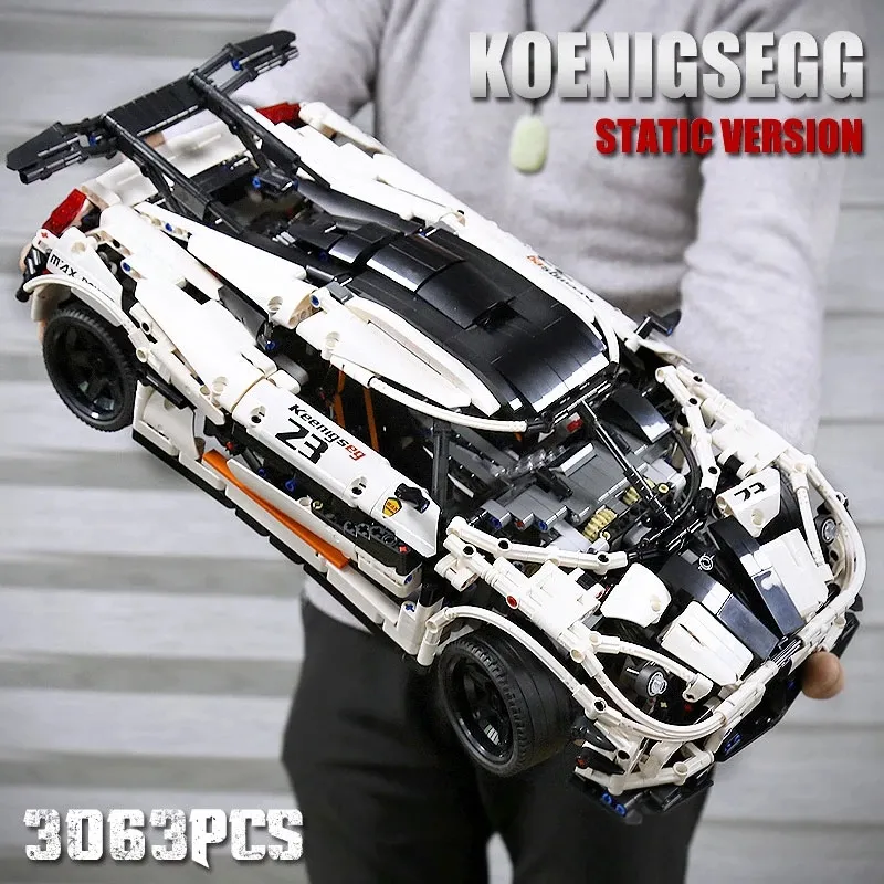 Technic Speed Race Car Model Kit: White Building Blocks Classic