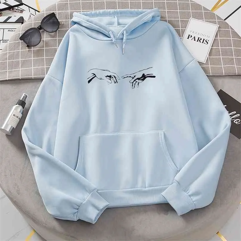 Winter skuggnas creatie handen lijn kunst sweatshirts oversized hoodie kawaii jumper outfits tumblr gothic esthetic harajuku 210803