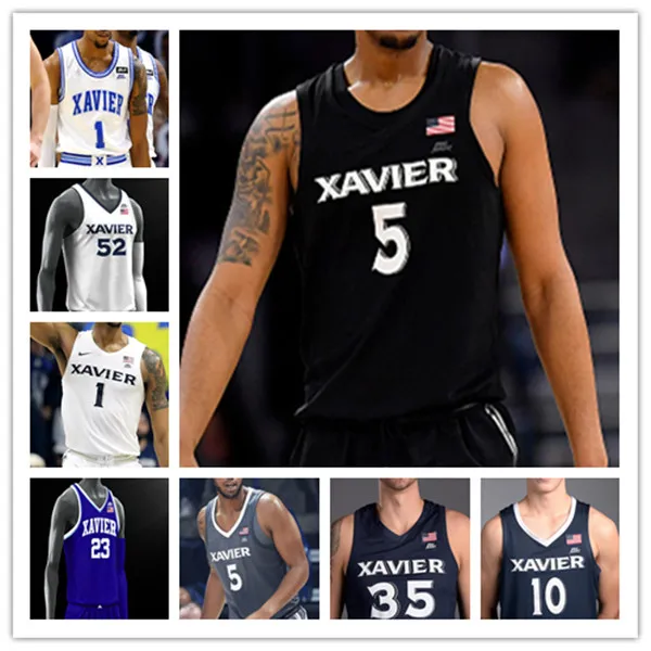 Custom College Xavier Musketeers Basketball Jerseys Nate Johnson Zach Freemantle Paul Scruggs Naji Marshall Colby Jones Jack Nunge Adam Kunkel Dwon Odom Hunter