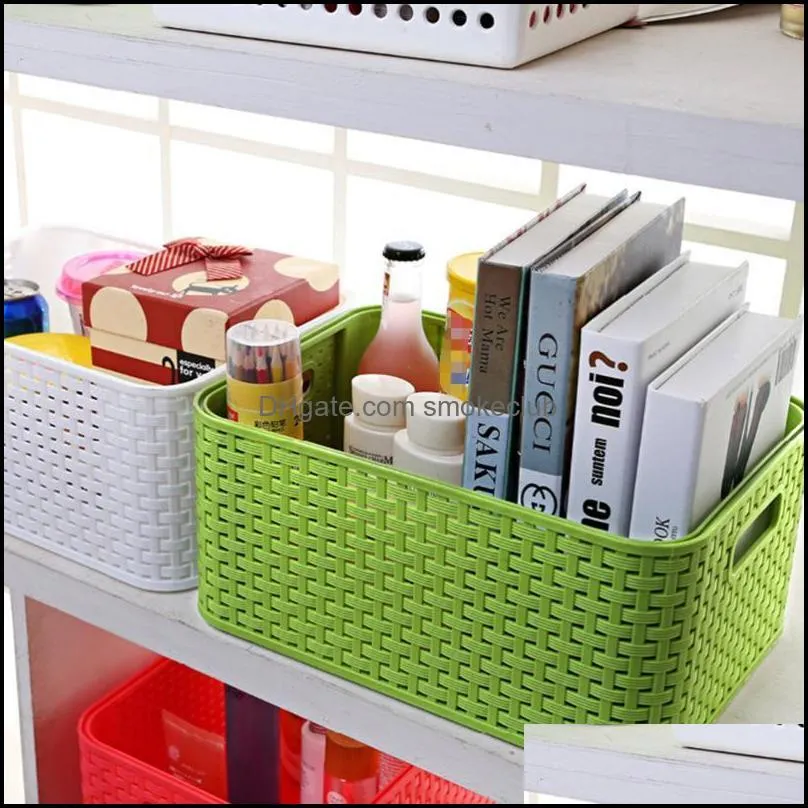 Weave Storage Basket Home Household Multifunction Storage Basket Desktop Container Organizer (Green)