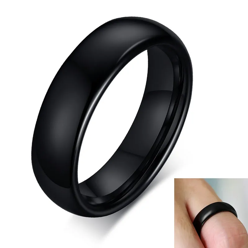 6 mm schlichtes schwarzes Ehering-Band aus Wolframstahl für Männer und Frauen, Persönlichkeit, Mode-Accessoires, Schmuck