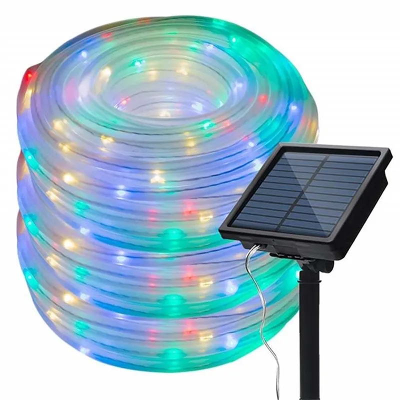 50/100 LED's Lights Night Outdoor Solar Waterdichte Touw Buis Garland Powered String Decoratie Party Bruiloft 211104