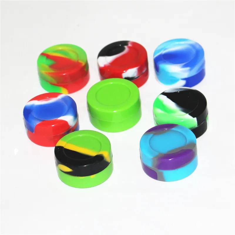 Vente en gros Multiple Color FDA Bocaux d'huile antiadhésifs de 7 ml contenant en silicone pour cire boîte de rangement en silicone dab conteneurs Quartz Banger Bubble Carb Cap