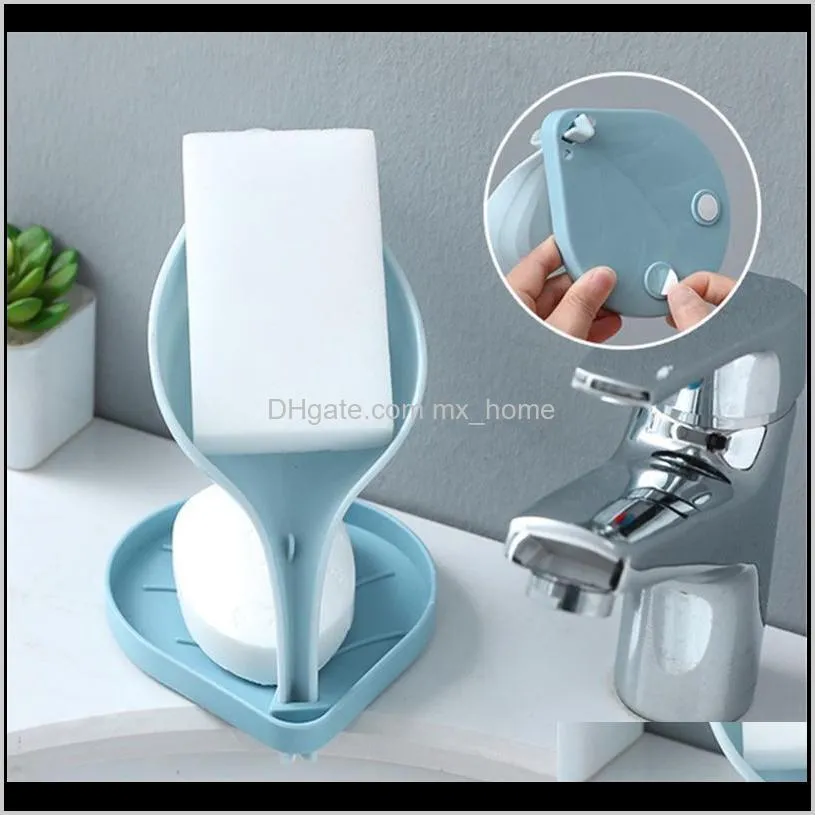 soap holder self draining soaps box drainage for shower bathroom leaf shape with suction cup storage boxes & bins
