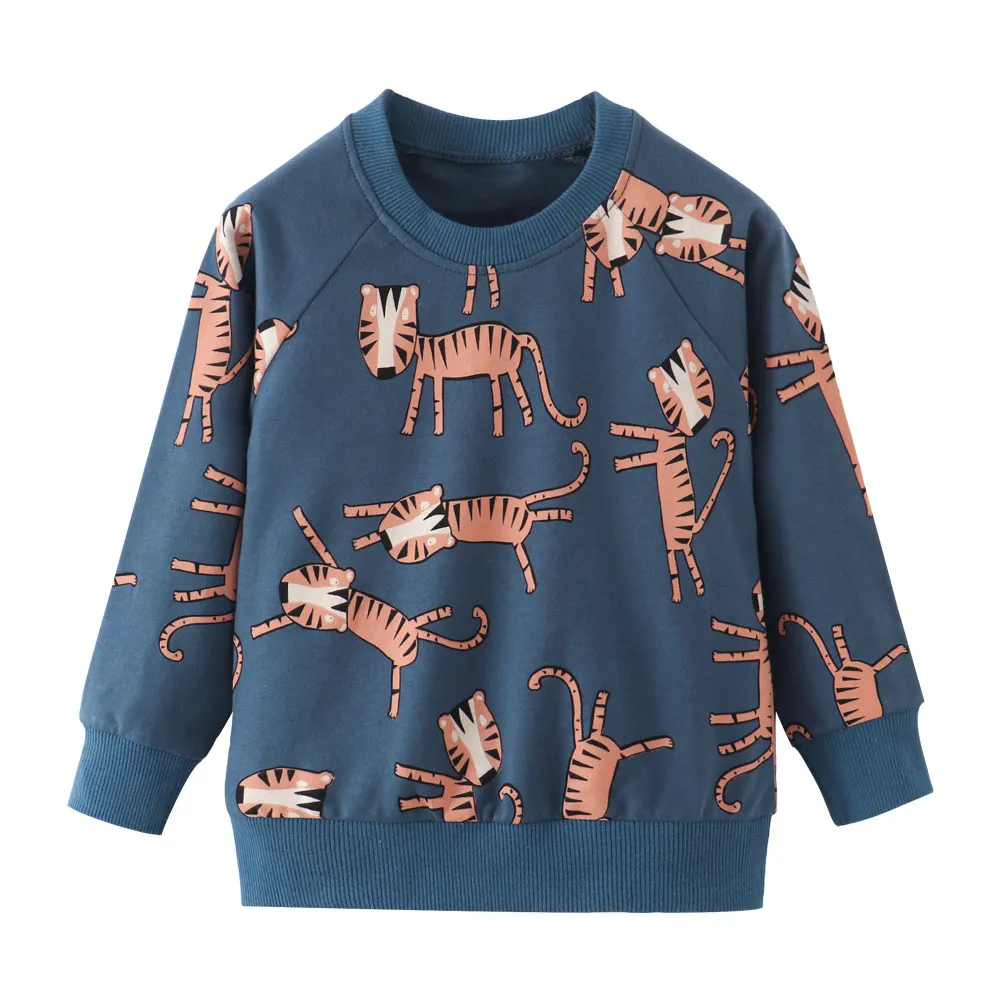 16 Estilos INS Boy Ropa para niños Sudadera con capucha 100% algodón O-cuello Manga larga Dinosaurio completo Digger Panda Diseño diferente Estampado primavera otoño Outwear Niño Ropa casual