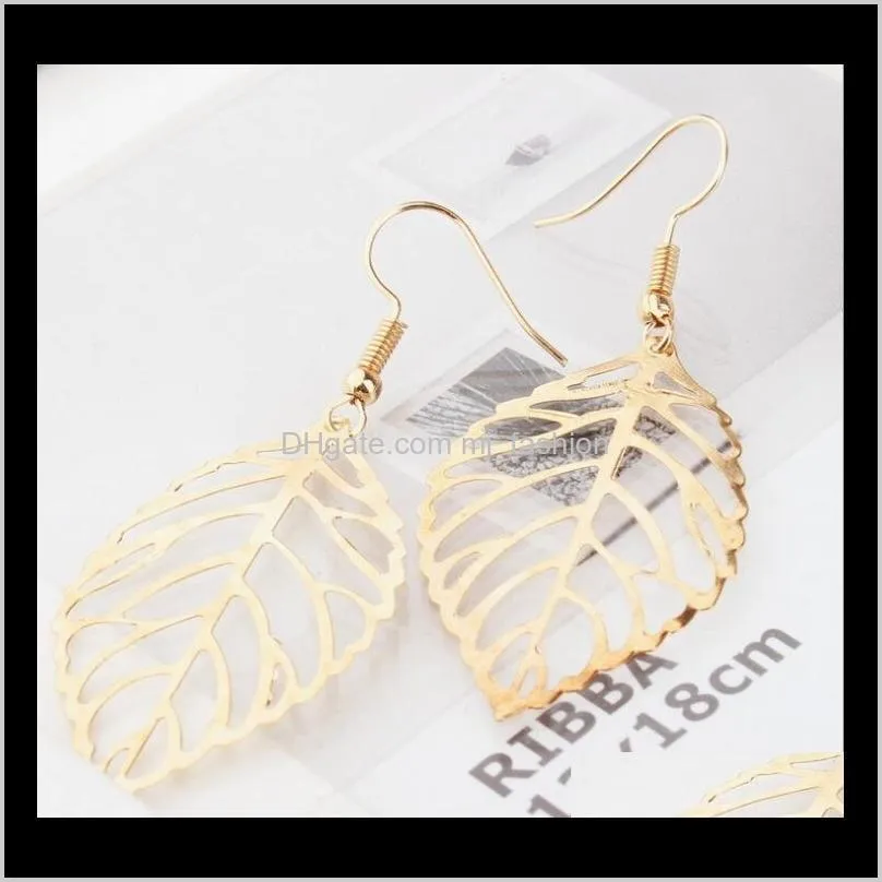 europe and america trade fashion exquisite simplicity the forest metal leaves earrings hot selling metal leaf earring shipping