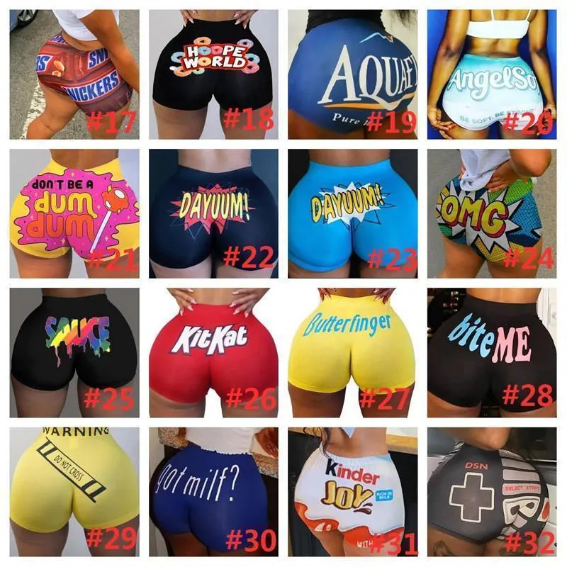 Summer 103 Styles Snack Shorts Women Breathable Booty Bodycon Mini Gushers Snack Booty Shorts Sexy Fitness Candy Shorts Skinny Fast Shipping