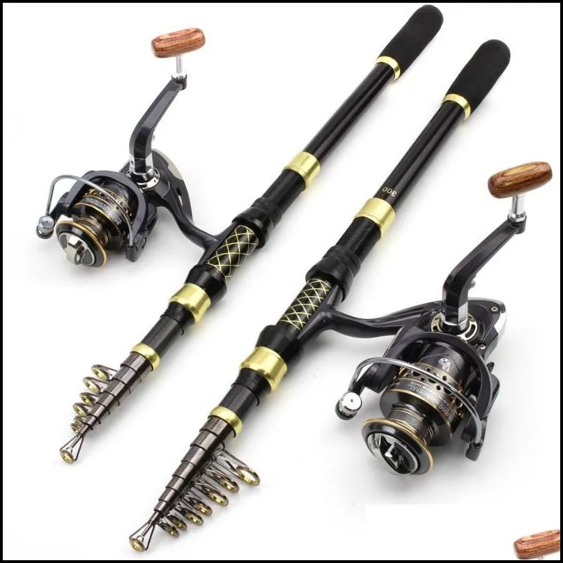 Båtsport OutdoorsBoat Fiske Rods Brandstång och Roll Combo, Portable Spinning 13BB Reel, Trout Rod, Nybörjare Carp Pesca 1,8m-3,6m droppe