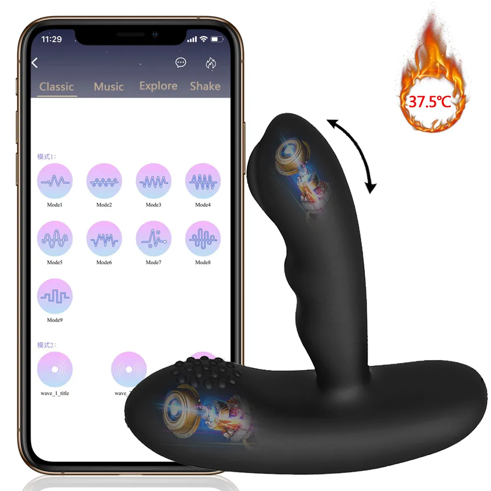 Prostata Massager Vibrators App Control Anal Vibration Butt Plug Sexig leksak för manlig vuxen silikonstimulatorbutik