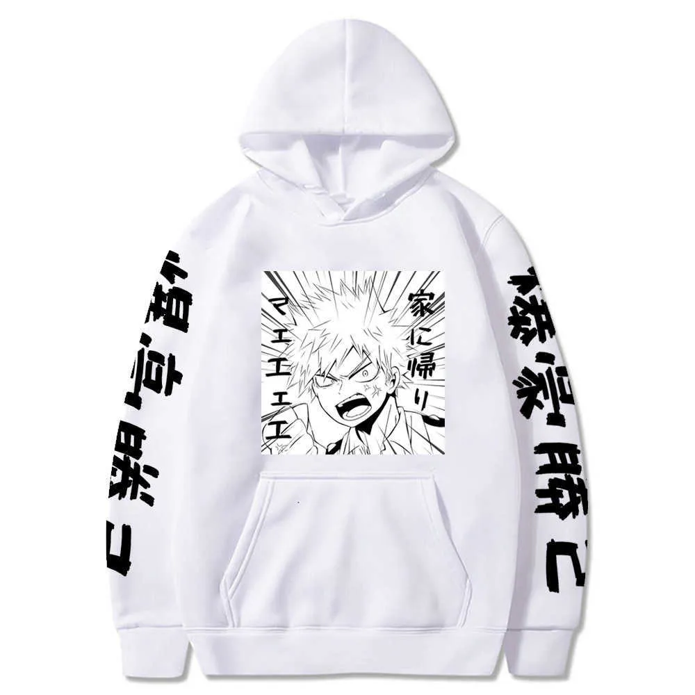 My Hero Academia Hoodie Casaul Loose KATSUKI BAKUGOU Pullover Sweatshirt for Men Y0803 Y0804