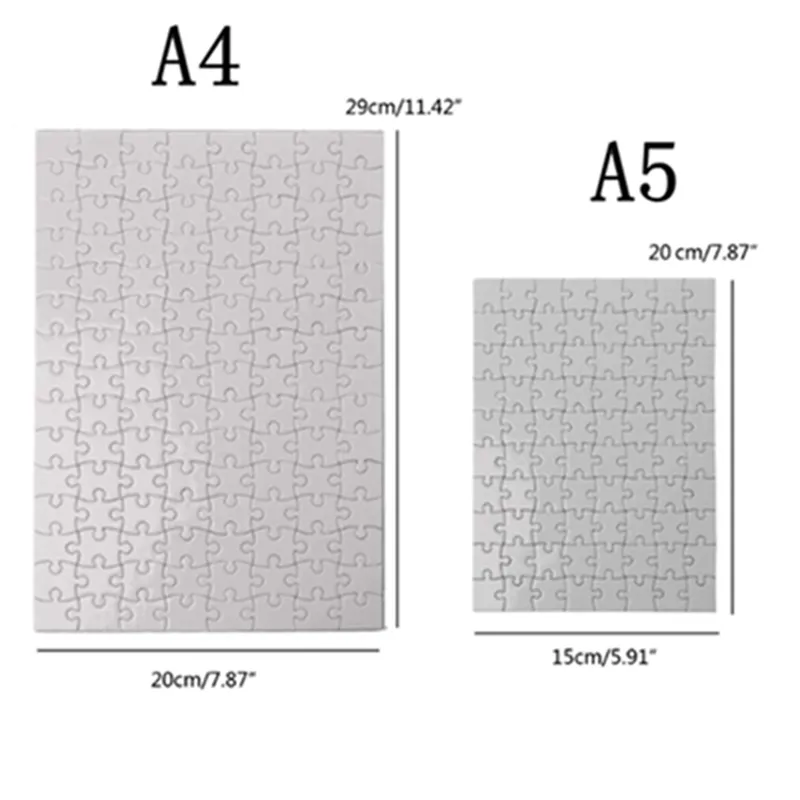 A4 / A5 승화 빈 퍼즐 DIY 공예 제품 열 프레스 전송 공예 지그 소 퍼즐 화이트 A4BlankPuzzle WLL969
