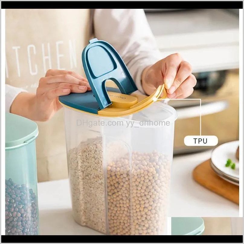 mdzf 2.5l sealed grain 2 layers ostorage box coffee beans pasta rice kitchen organize jar moisture-proof pp storage organizer