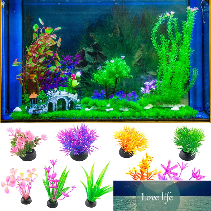 1個の人工プラスチック製水植物草水族館装飾植物魚タンク草花飾り装飾アクセサリー工場価格専門家デザイン