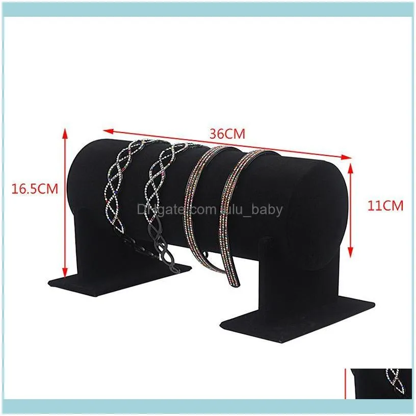 Velvet Detachable Headband Hair Hoop Clasp Display Stand Rack 36cm Organizer Storage Bar For Shop Jewelry Pouches, Bags