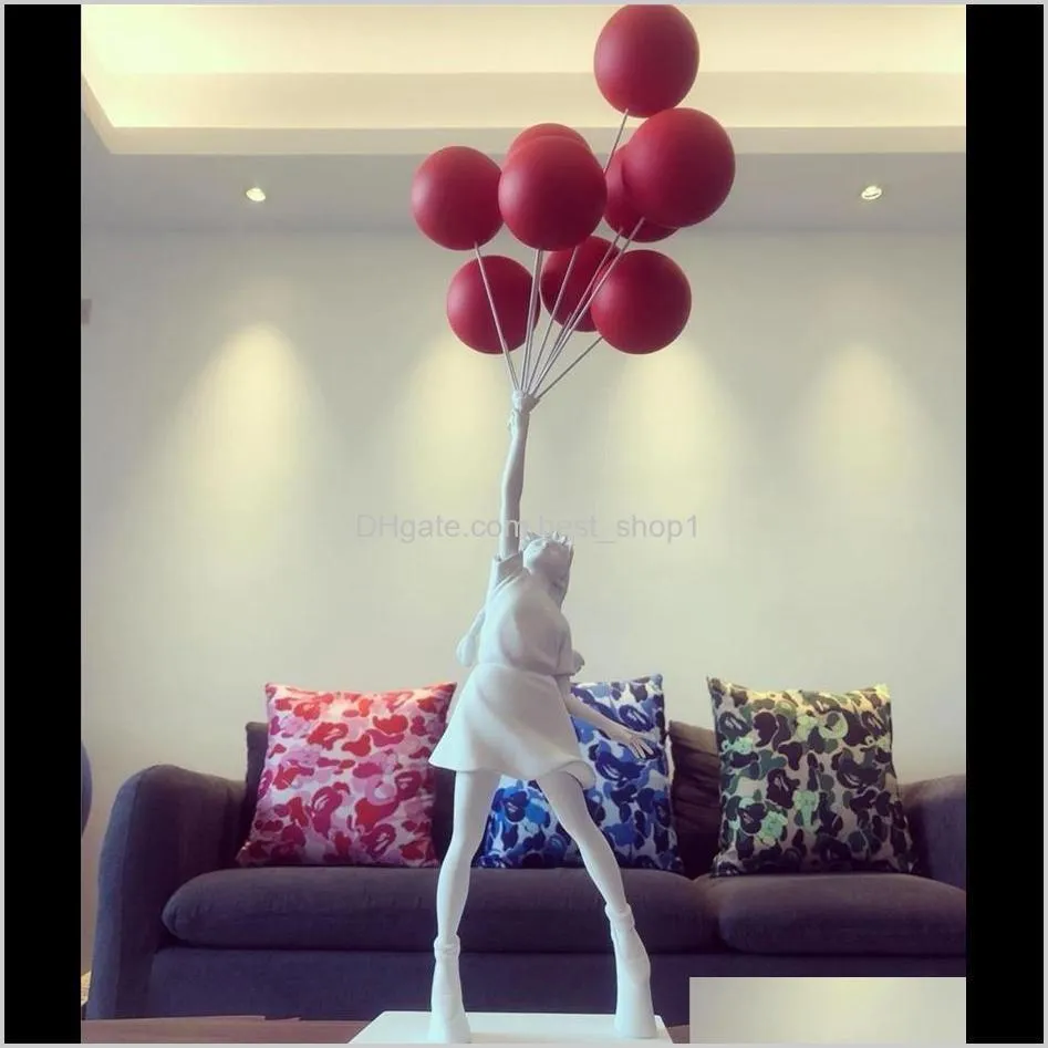 luxurious balloon girl statues banksy flying balloons girl art sculpture resin craft home decoration christmas gift 57cm