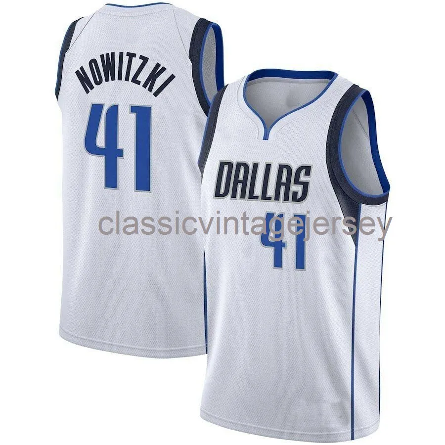 Aangepaste Dirk Nowitzki #41 witte jersey gestikt heren dames jeugd XS-6XL NCAA