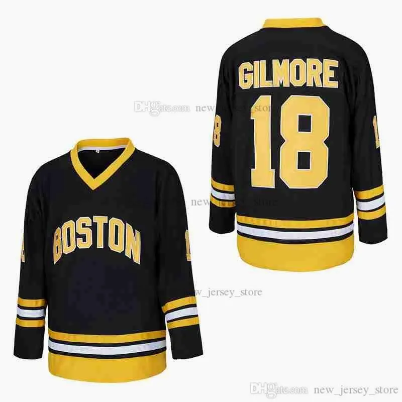 Film Ice Hockey #18 Happy Gilmore Jerseys Adam Sandler Slap All Stitched Black Color Away Anden Sport Sale Hög kvalitet