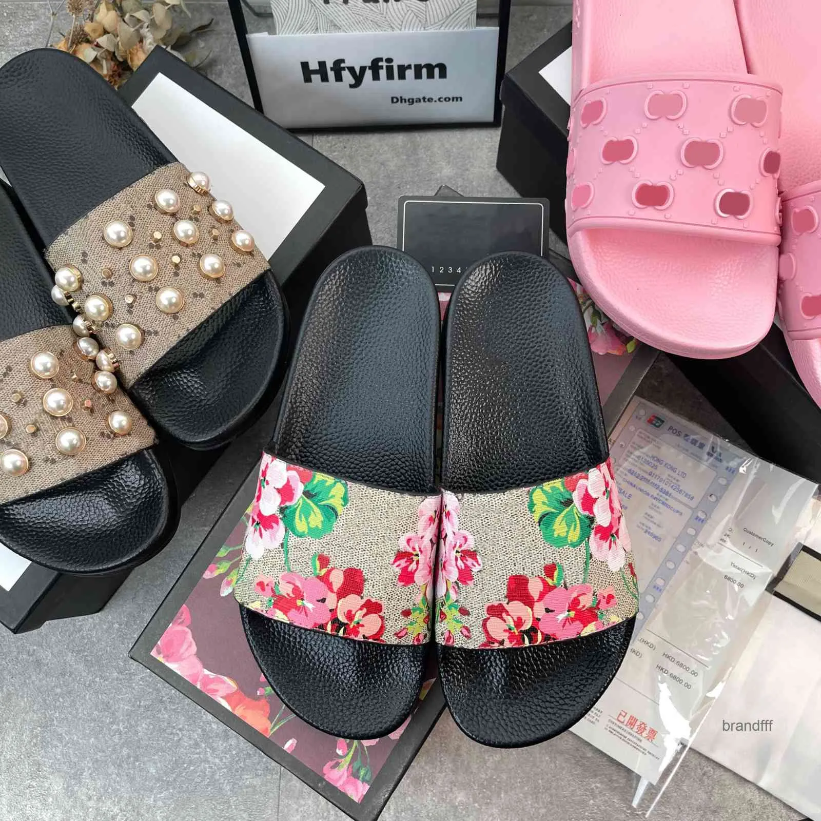 Designer Men Women Sandals with Correct Flower Box Dust Bag Shoes snake print Slide Summer Wide Flat Slipper size 35-48