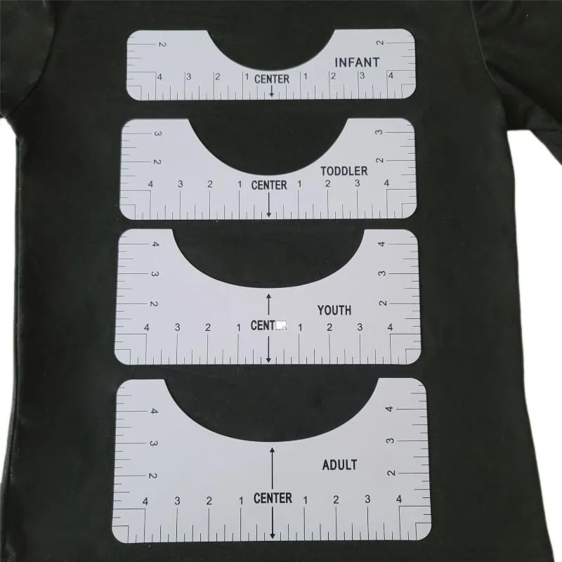 바느질 개념 도구 4pcs / 세트 PVC 티셔츠 정렬 통치자 디자인 Giy Maker 패션 눈금자가 성인 유아용 크기 차트