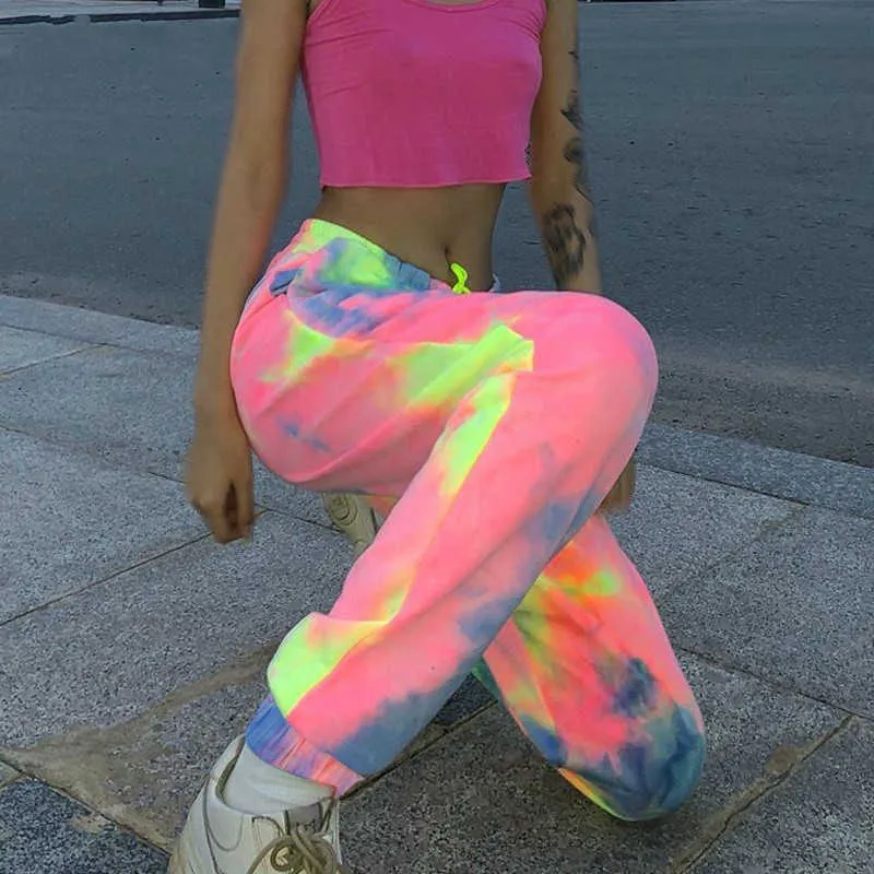 Women-s-Tie-dye-Sweatpants-Sesame-Nylon-Tie-Color-Jogging-High-Waist-Long-Bag-Pants-Women