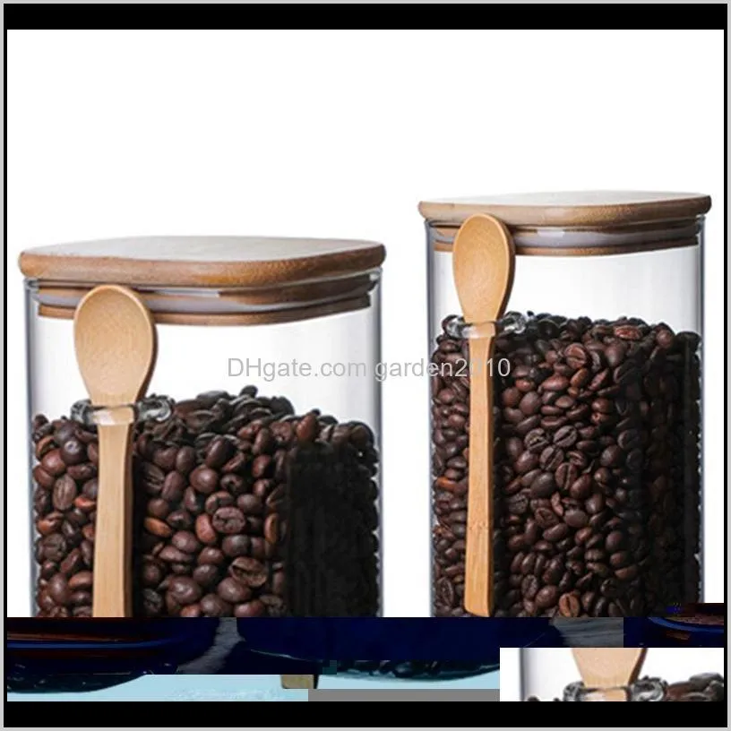 2 pcs with spoon sealed jar storage tank condiment coffee beans tank sugar storage bottle box 800ml s & 1200ml l