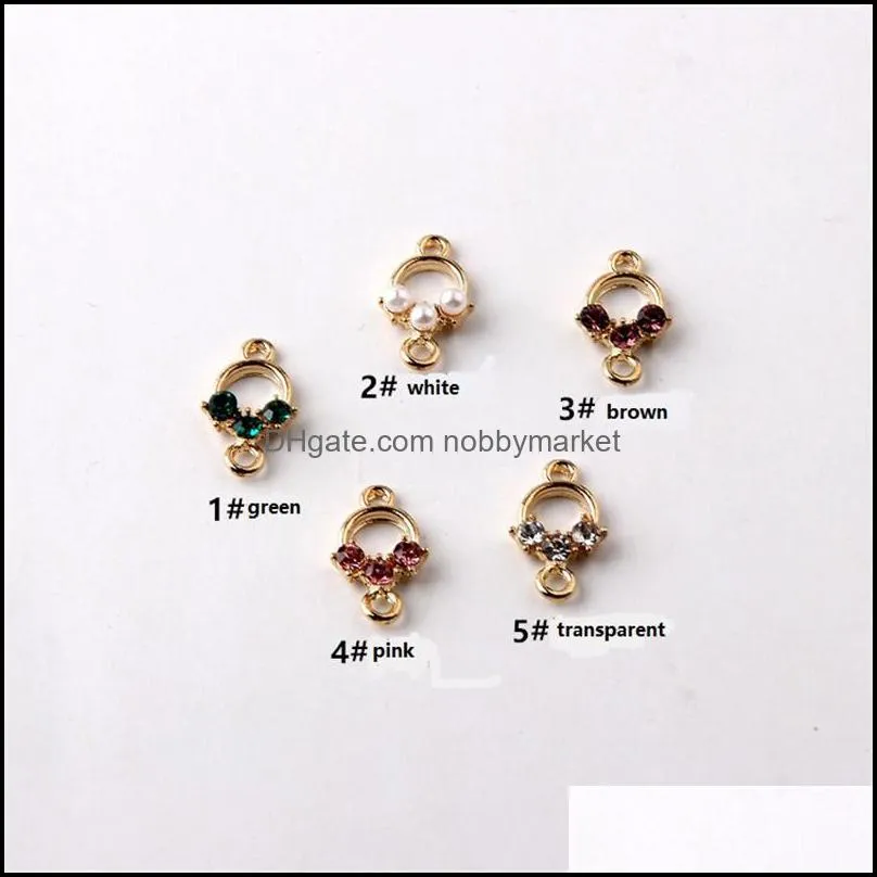 Zircon Pearl Pendant Double Hole Connector Pendants for Jewelry Making DIY Necklaces Earrings Bracelets Accessories Wish Gift