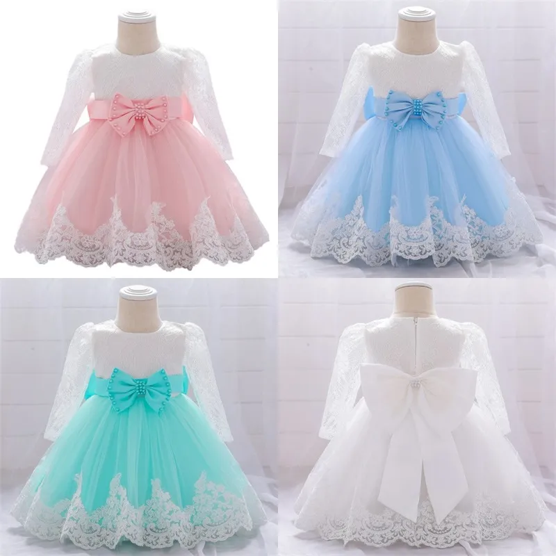 2021 Winter Clothes Baby Girl Dress Long Sleeve 2 1st Birthday Dress For Girl Frock Party Princess Baptism Dress Infant Flower 307 Z2