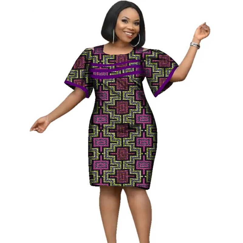 Plus Size African Cotton Wax Print Dashiki Short Sleeve Dress For Women  Wholesale Office Clothing WY2353 From Bintarealwax, $33.16