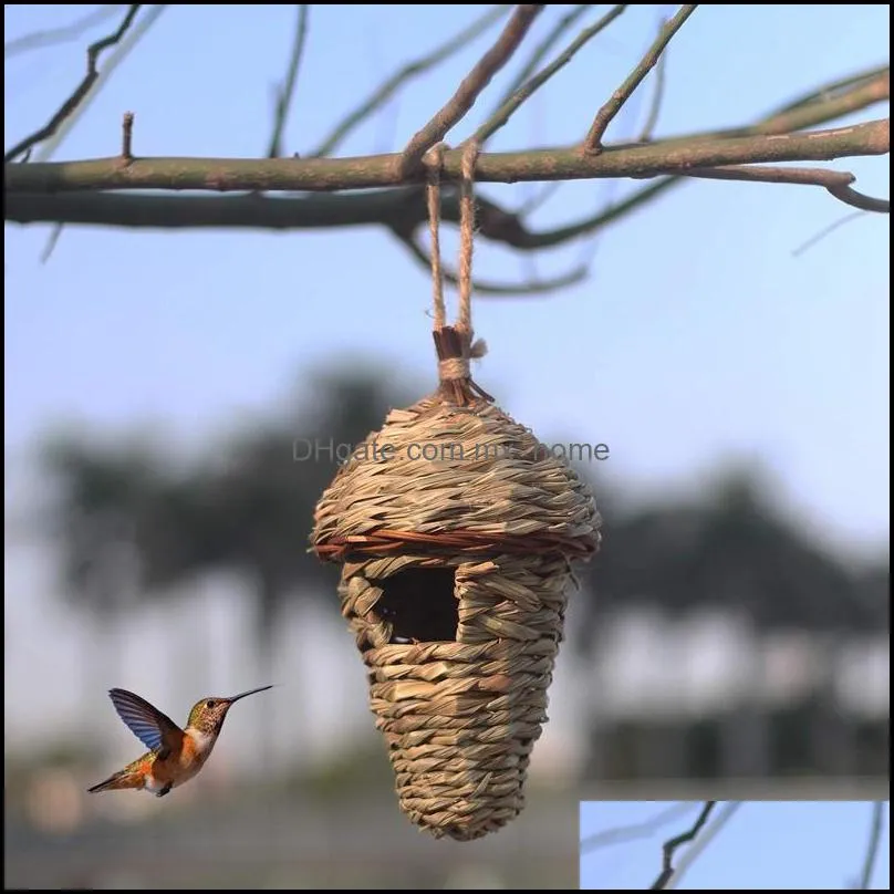 Bird House,Winter House For Outside Hanging,Grass Hand Woven Nest House,Natural Hut Outdoor,Birdhouse Kids,So Cages