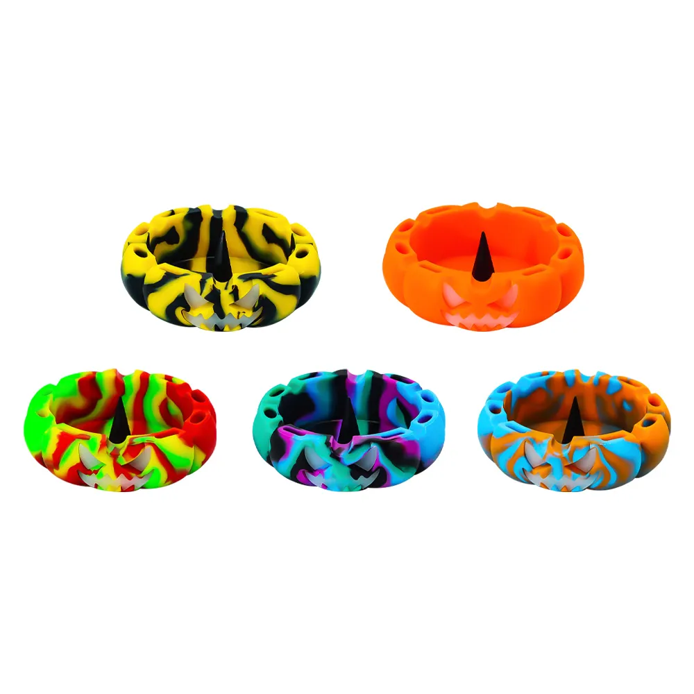 カボチャの形の喫煙灰皿のゴム製シリコーンスタイルの灰皿ミックス軍の色の耐久性のある卸売りの簡単