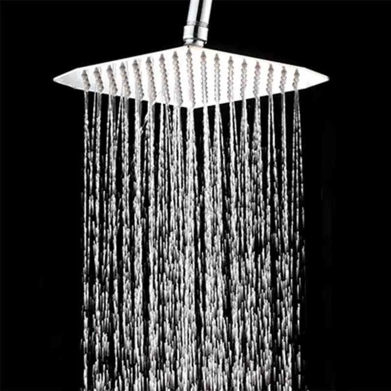 1 Pc Stainless Steel Ultra-Thin Square 8 Inch Shower Large Top Nozzle Rain Shower Bath Shower Head Spray Bathroom Accessories H1209