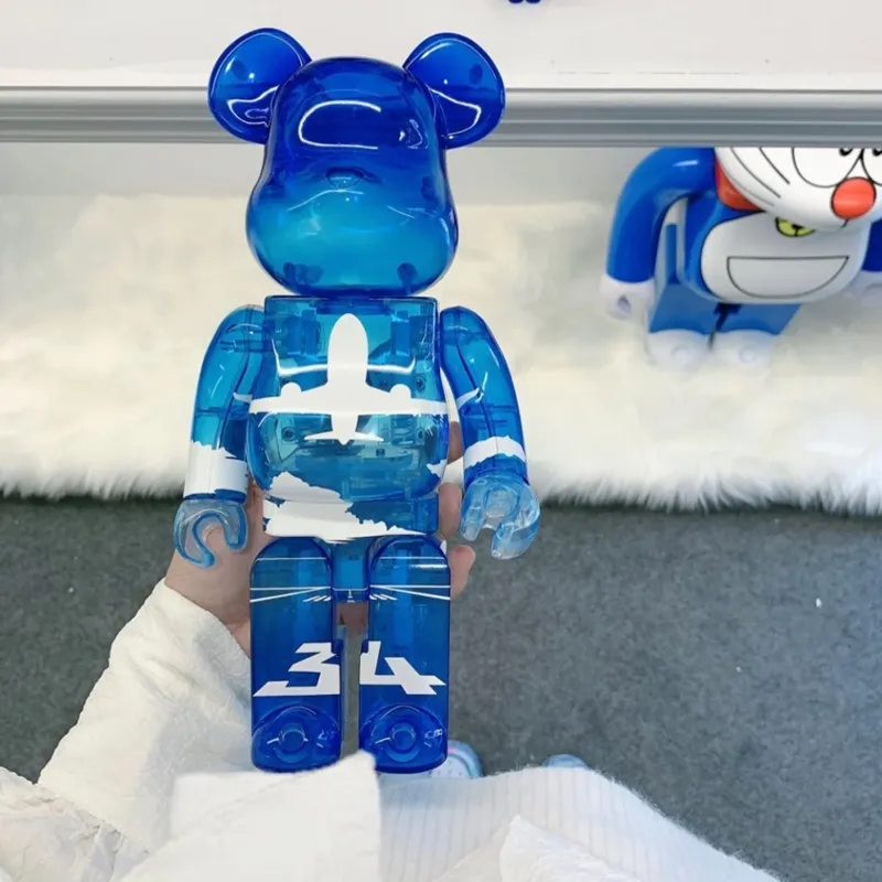 New violent building blocks bearbrickXANA All Nippon Airways aircraft cooperation blue sky and white clouds transparent ornaments 28CM