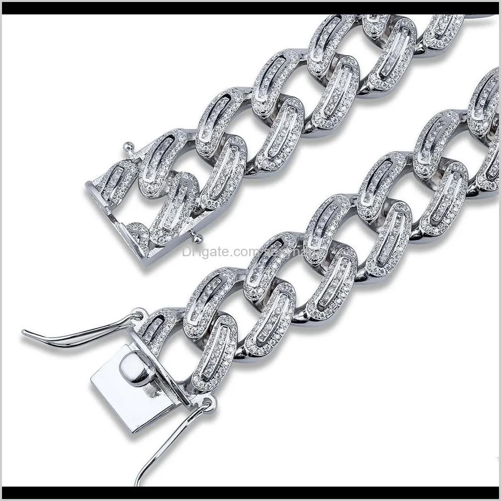 european and american hip-hop men`s chain bracelet 18mm is studded with zircon  cuba chain