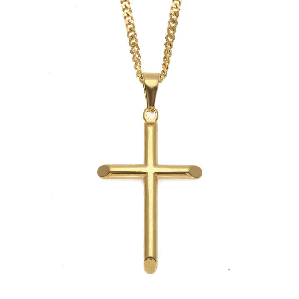 Gold Color Stainless Steel Men Hip hop Cross pendant necklaces fashion vintage necklace male jewelry gifts